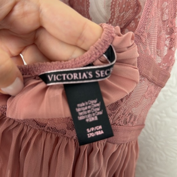 Victorias Secret Lingerie Babydoll Sheer Top Tank Sexy Lacey Pink bra Slip - Picture 7 of 7